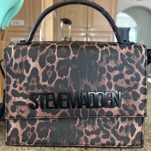 Steve Madden Black and Brown Leopard Satchel